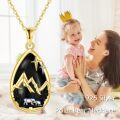 wholesale Gold 925 Sterling Silver Black Onyx Mountain & Bears Pendant Necklace for Women Gifts-0-11