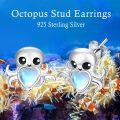 wholesale 925 Sterling Silver Heart-Shaped Octopus Moonstone Stud Earrings for Women - Hypoallergenic Gift Idea-0-2