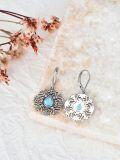 wholesale 925 Sterling Silver Blue Moonstone Filigree Drop Earrings for Women-0-3