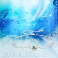 wholesale 925 Sterling Silver Heart & Opal Sea Turtle Charm Anklet Beach Jewelry for Women Girls 7-8inch Adjustable Chain Length-0-3