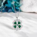 wholesale 925 Sterling Silver Green Crystal Four-Leaf Clover Charm Necklace Gift for Women-0-3