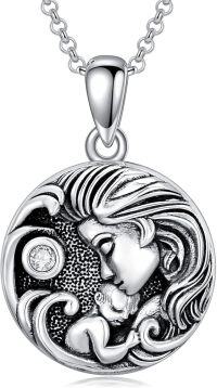 wholesale 925 Sterling Silver Lion Head Memorial Keepsake Pendant Necklace with Crystal Accents-mom locket necklace-2