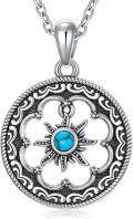 wholesale 925 Sterling Silver Turquoise Bohemian Moon & Sun Pendant Necklace for Women Gifts-0-0