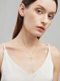 wholesale 14K Gold Faith Cross Pendant Necklace with Diamonds for Women - Baptism Gift for Mom or Wife-0-1