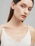 wholesale 14k Gold Cross Necklace With Lab Diamond Accents-0-1