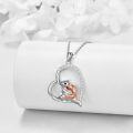 wholesale 925 Sterling Silver Love You Forever Otter & Bear Heart Pendant Necklace for Women-0-1