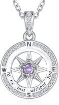 wholesale 925 Sterling Silver Birthstone Compass Necklace for Women Gift Idea-0-0