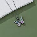 wholesale 925 Sterling Silver Black Butterfly Necklace with Abalone Shell Blue Opal Turquoise Gemstone-0-1