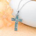 wholesale  Sterling Silver Turquoise Cross Necklace with Birth Flower Pendant -0-40