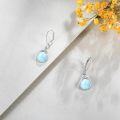 wholesale 925 Sterling Silver Larimar Small Round Stone Leverback Earrings Jewelry-0-3