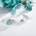 wholesale 925 Sterling Silver Tropical Leaf Stud Earrings Green Enamel Fashion s for Women and Girls-0-4