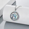 wholesale 925 Sterling Silver Bear Paw Abalone Shell Inlay Round Pendant Necklace for Women-0-2