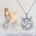 wholesale 925 Sterling Silver Celtic Knot Horse Head Pendant Necklace Good Luck Charm Jewelry for Women and Girls-0-5