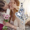 wholesale TOUPOP Gifts For Mom Necklace For Women 925 Sterling Silver I Love You Mom With Heart Crystal Pendant Birthday Mothers Day Jewelry Gifts For Mother Grandma -0-1
