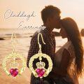 wholesale 18K Gold Plated 925 Sterling Silver Claddagh Birthstone Earrings for Women Irish Celtic Jewelry Gifts-0-5