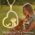 wholesale 14K Gold Heart-Shaped Dog and Girl Charm Pendant Necklace for Women's Gifts-0-5