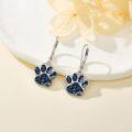 wholesale 925 Sterling Silver Blue Crystal Paw Print Drop Dangle Earrings for Women Girls Animal Lover Gifts-0-3