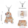 wholesale 925 Sterling Silver Orange Crystal Poodle Dog Breed Pendant Necklace for Pet Lovers-0-2