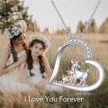 wholesale 925 Sterling Silver Goat Family Heart Pendant Necklace s for Women Animal Lovers-0-4