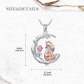 wholesale 925 Sterling Silver Rose Gold Fox Pendant Necklace with Pink Flower and Crescent Moon Charm for Women-0-4