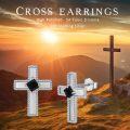 wholesale 925 Sterling Silver Black Onyx Celtic Cross Stud & Dangle Earrings  for Women and Men-0-4