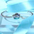 wholesale 925 Sterling Silver Austrian Crystal Love Heart Bangle Bracelet (Blue/Purple)-0-1