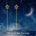 wholesale Gold Star Drop Earrings 14k Solid Gold Threaders for Women-0-4