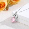 wholesale 925 Sterling Silver Pink Tourmaline Golden Retriever Dog Necklace, October Birthstone,  18+2 Chain, Gift for Women-0-1