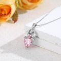 wholesale 925 Sterling Silver Pink Tourmaline Golden Retriever Dog Necklace, October Birthstone,  18+2 Chain, Gift for Women-0-1
