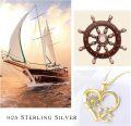 wholesale 925 Sterling Silver Heart Anchor Wheel Pendant Necklace - Nautical s for Women-0-3