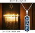 wholesale 925 Sterling Silver Star of David & Menorah Pendant Necklace with Abalone Shell Inlay - Jewish Messianic Seal Protection Jewelry for Hanukkah Gift-0-5