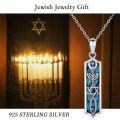 wholesale 925 Sterling Silver Messianic Star Of David Menorah Abalone Shell Pendant Necklace-0-5
