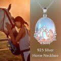 wholesale 925 Sterling Silver Unicorn and Girl with Flowers Pendant Necklace for Women-0-5