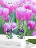 wholesale 925 Sterling Silver Purple Tulip Flower Drop Dangle Leverback Earrings for Women Girls  4cm Long-0-5