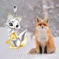 wholesale 925 Sterling Silver Cute Fox Cartoon Pendant Necklace for Women Gifts-0-5