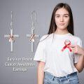 wholesale 925 Sterling Silver Cross with Pink Ribbon Survivor Breast Cancer Awareness Dangle Earrings-0-3