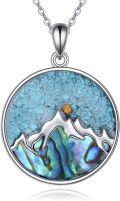 wholesale 925 Sterling Silver Abalone Shell & Turquoise Mountain Pendant Necklace for Women Nature Lover Gifts-0-0
