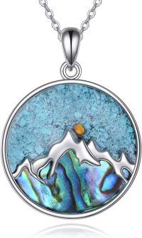 wholesale 925 Sterling Silver Abalone Shell & Turquoise Mountain Pendant Necklace for Women Nature Lover Gifts-Mountain Necklace