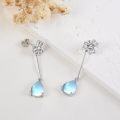 wholesale 925 Sterling Silver Teardrop Moonstone Drop Earrings with Celtic Knot Design - Irish  for Women and Girls-0-4