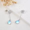 wholesale 925 Sterling Silver Moonstone Drop Earrings Platinum Plated Celtic Knot Flower Teardrop For Women-0-4