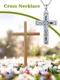 wholesale 925 Sterling Silver Celtic Knot Abalone Shell Inlay Cross Pendant Necklace s for Women-0-5