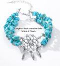 wholesale 925 Sterling Silver & Turquoise Stone Beaded Dreamcatcher Feather Charm Bracelet for Women-0-4