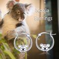 wholesale 925 Sterling Silver Cute Sleeping Koala Huggie Hoop Earrings for Women-0-1