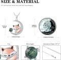 wholesale 925 Sterling Silver Moon & Fox Pendant Necklace - Green Stone Charm  for Her-0-1