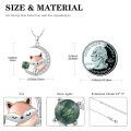 wholesale 925 Sterling Silver Moon & Fox Pendant Necklace - Green Stone Charm  for Her-0-1