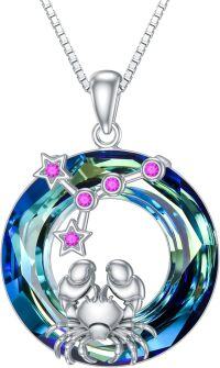 wholesale Sterling Silver Zodiac Necklace with 12 Constellations Horoscope Heart Pendant for Women-02-Cancer Necklace(06.22-07.22)-02-Cancer Necklace(06.22-07.22)