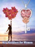 TOUPOP Sterling Silver Rose Heart Key Pendant Necklace Gift for Women-0-2