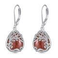 wholesale 925 Sterling Silver Tree Of Life Drop Earrings Wholesale With Green Stone-0-72
