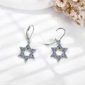 wholesale 925 Sterling Silver Blue Enamel Star of David Dangle Leverback Earrings for Women Mothers Day GiftÓÌÌ«½ÌÊÎÆ·-0-2