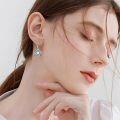 wholesale 925 Sterling Silver Blue Moonstone Celtic Knot Filigree Dangle Leverback Earrings-0-1